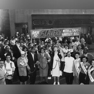 8x10 Veto the Taft-Hartley Bill Protestors 1947 Historical Photo